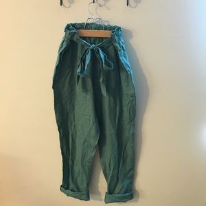 Army Green Canvas Crop Pant